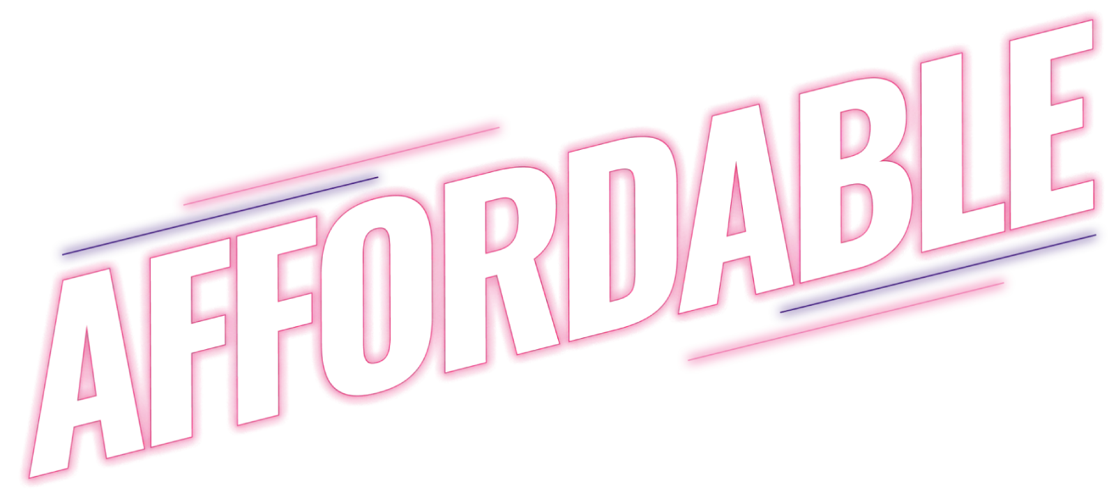 Pink neon lights outlining AFFORDABLE